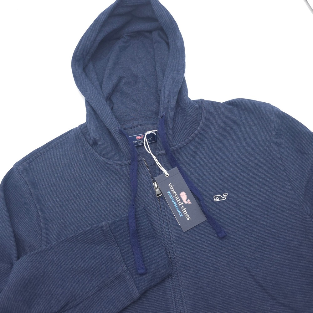 Vineyard Vines Mens Size Large Saltwater Full-Zip Hoodie Deep Bay Blue NWT